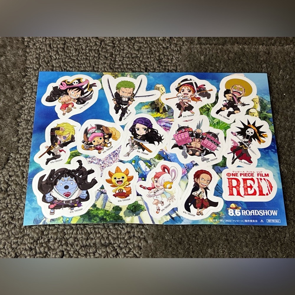 One Piece Film Red Sticker Sheet Roadshow Promotional Limited Japan Exclusive